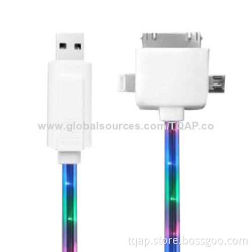 USB 3-in-1 cables with LED flash light, 1.0m length